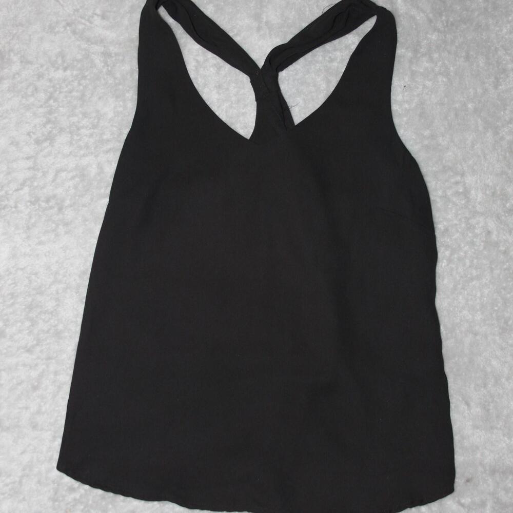 FOREVER 21 Tank Womens S Black V-Neck Strap Chiffon Lightweight Casual